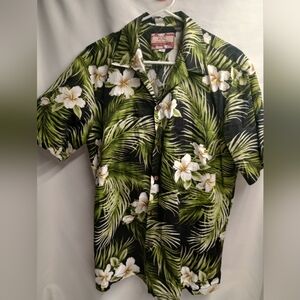 RJC Hawaiian Shirt Mens Large KALAHEO Short Sleeve Green‎ Floral USA Colorful